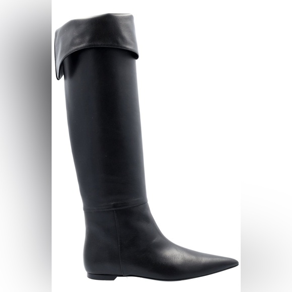 Khaite diego riding boots black leather made in Italy size 36.5 fits US 7 - Picture 2 of 9